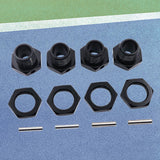Maxbell 4 Pieces RC Hex Hubs RC Crawler 17mm Spare Parts Accessory Wheel Hex Adapter Black
