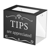 Maxbell Tip Jar Fundraising Acrylic Money Storage Container for Cafe Musician Voting Black