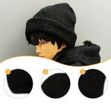 Maxbell 1/12 Figure Hat Accessories Trendy Female Male Dolls Soft Slouchy Beanie Cap Black