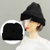 Maxbell 1/12 Figure Hat Accessories Trendy Female Male Dolls Soft Slouchy Beanie Cap Black