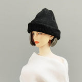 Maxbell 1/12 Figure Hat Accessories Trendy Female Male Dolls Soft Slouchy Beanie Cap Black