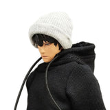 Maxbell 1/12 Figure Hat Accessories Trendy Female Male Dolls Soft Slouchy Beanie Cap White