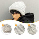 Maxbell 1/12 Figure Hat Accessories Trendy Female Male Dolls Soft Slouchy Beanie Cap Grayy