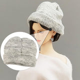 Maxbell 1/12 Figure Hat Accessories Trendy Female Male Dolls Soft Slouchy Beanie Cap Grayy