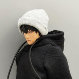 Maxbell 1/12 Figure Hat Accessories Trendy Female Male Dolls Soft Slouchy Beanie Cap Grayy