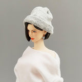 Maxbell 1/12 Figure Hat Accessories Trendy Female Male Dolls Soft Slouchy Beanie Cap Grayy