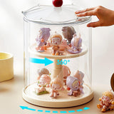 Maxbell Action Figure Display Case Clear Rotating Organizer for Model Doll Desk Home white