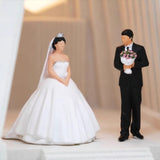 Maxbell 2Pcs 1/64 Miniature Figures Couples Small Tiny Painted Micro Landscape Decor Wedding