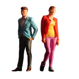 Maxbell 2 Pieces 1/64 People Figures Tiny People Model for Scenery Landscape Diorama Leisure combination