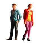 Maxbell 2 Pieces 1/64 People Figures Tiny People Model for Scenery Landscape Diorama Leisure combination