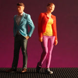 Maxbell 2 Pieces 1/64 People Figures Tiny People Model for Scenery Landscape Diorama Leisure combination