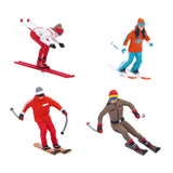 Maxbell 4Pcs 1/64 Scale Nordic Skiing Figure DIY Crafts for Doll House Decoration