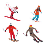 Maxbell 4Pcs 1/64 Scale Nordic Skiing Figure DIY Crafts for Doll House Decoration