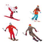 Maxbell 4Pcs 1/64 Scale Nordic Skiing Figure DIY Crafts for Doll House Decoration