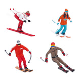 Maxbell 4Pcs 1/64 Scale Nordic Skiing Figure DIY Crafts for Doll House Decoration
