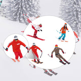 Maxbell 4Pcs 1/64 Scale Nordic Skiing Figure DIY Crafts for Doll House Decoration