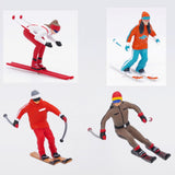 Maxbell 4Pcs 1/64 Scale Nordic Skiing Figure DIY Crafts for Doll House Decoration