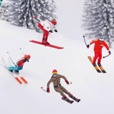 Maxbell 4Pcs 1/64 Scale Nordic Skiing Figure DIY Crafts for Doll House Decoration