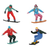 Maxbell 4 Pieces 1/64 Scale Snowboarding Figure Photo Prop for Dollhouse Accessories