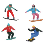 Maxbell 4 Pieces 1/64 Scale Snowboarding Figure Photo Prop for Dollhouse Accessories