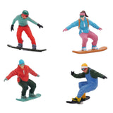 Maxbell 4 Pieces 1/64 Scale Snowboarding Figure Photo Prop for Dollhouse Accessories