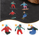 Maxbell 4 Pieces 1/64 Scale Snowboarding Figure Photo Prop for Dollhouse Accessories