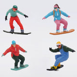 Maxbell 4 Pieces 1/64 Scale Snowboarding Figure Photo Prop for Dollhouse Accessories