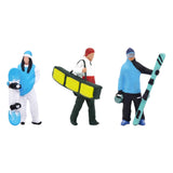 Maxbell 3Pcs 1/64 Scale Ski Figure for Photo Props Collections Doll House Decoration