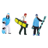 Maxbell 3Pcs 1/64 Scale Ski Figure for Photo Props Collections Doll House Decoration