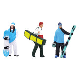 Maxbell 3Pcs 1/64 Scale Ski Figure for Photo Props Collections Doll House Decoration