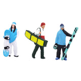 Maxbell 3Pcs 1/64 Scale Ski Figure for Photo Props Collections Doll House Decoration