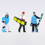 Maxbell 3Pcs 1/64 Scale Ski Figure for Photo Props Collections Doll House Decoration