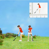Maxbell 4Pcs 1:64 Scale Miniature Golfer Figures Ornaments Painted Tiny People Model without Bag