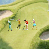 Maxbell 4Pcs 1:64 Scale Miniature Golfer Figures Ornaments Painted Tiny People Model without Bag