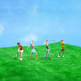 Maxbell 4Pcs 1:64 Scale Miniature Golfer Figures Ornaments Painted Tiny People Model without Bag