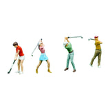 Maxbell 4Pcs 1:64 Scale Miniature Golfer Figures Ornaments Painted Tiny People Model without Bag
