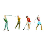 Maxbell 4Pcs 1:64 Scale Miniature Golfer Figures Ornaments Painted Tiny People Model without Bag