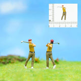 Maxbell 4Pcs 1:64 Scale Miniature Golfer Figures Ornaments Painted Tiny People Model without Bag