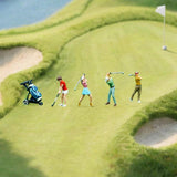 Maxbell 4Pcs 1:64 Scale Miniature Golfer Figures Ornaments Painted Tiny People Model with Bag