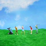 Maxbell 4Pcs 1:64 Scale Miniature Golfer Figures Ornaments Painted Tiny People Model with Bag