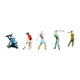 Maxbell 4Pcs 1:64 Scale Miniature Golfer Figures Ornaments Painted Tiny People Model with Bag