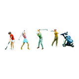 Maxbell 4Pcs 1:64 Scale Miniature Golfer Figures Ornaments Painted Tiny People Model with Bag