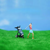 Maxbell 4Pcs 1:64 Scale Miniature Golfer Figures Ornaments Painted Tiny People Model with Bag