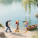 Maxbell 1/64 Scale Miniature Figures Outdoor Hiking Decoration Micro Landscape Decor 3pcs