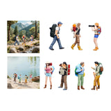 Maxbell 1/64 Scale Miniature Figures Outdoor Hiking Decoration Micro Landscape Decor 3pcs