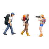 Maxbell 1/64 Scale Miniature Figures Outdoor Hiking Decoration Micro Landscape Decor 3pcs