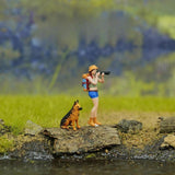 Maxbell 1/64 Scale Miniature Figures Outdoor Hiking Decoration Micro Landscape Decor 3pcs