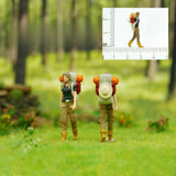 Maxbell 1/64 Scale Miniature Figures Outdoor Hiking Decoration Micro Landscape Decor 3pcs