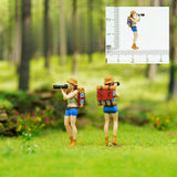 Maxbell 1/64 Scale Miniature Figures Outdoor Hiking Decoration Micro Landscape Decor 3pcs