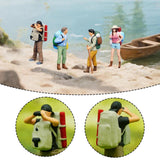 Maxbell 1/64 Scale Miniature Figures Outdoor Hiking Decoration Micro Landscape Decor 4pcs